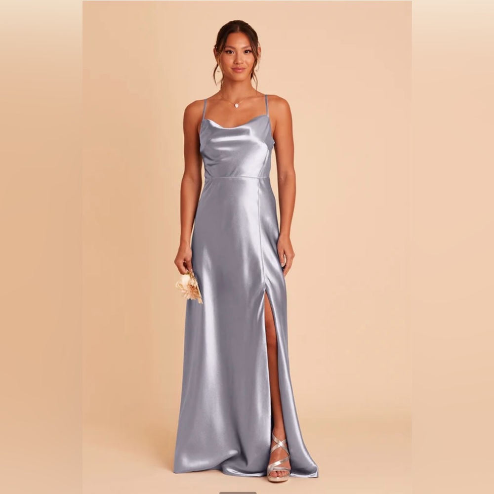 Birdy Grey LISA Long Satin Dress Dusty Blue NWT Sz L